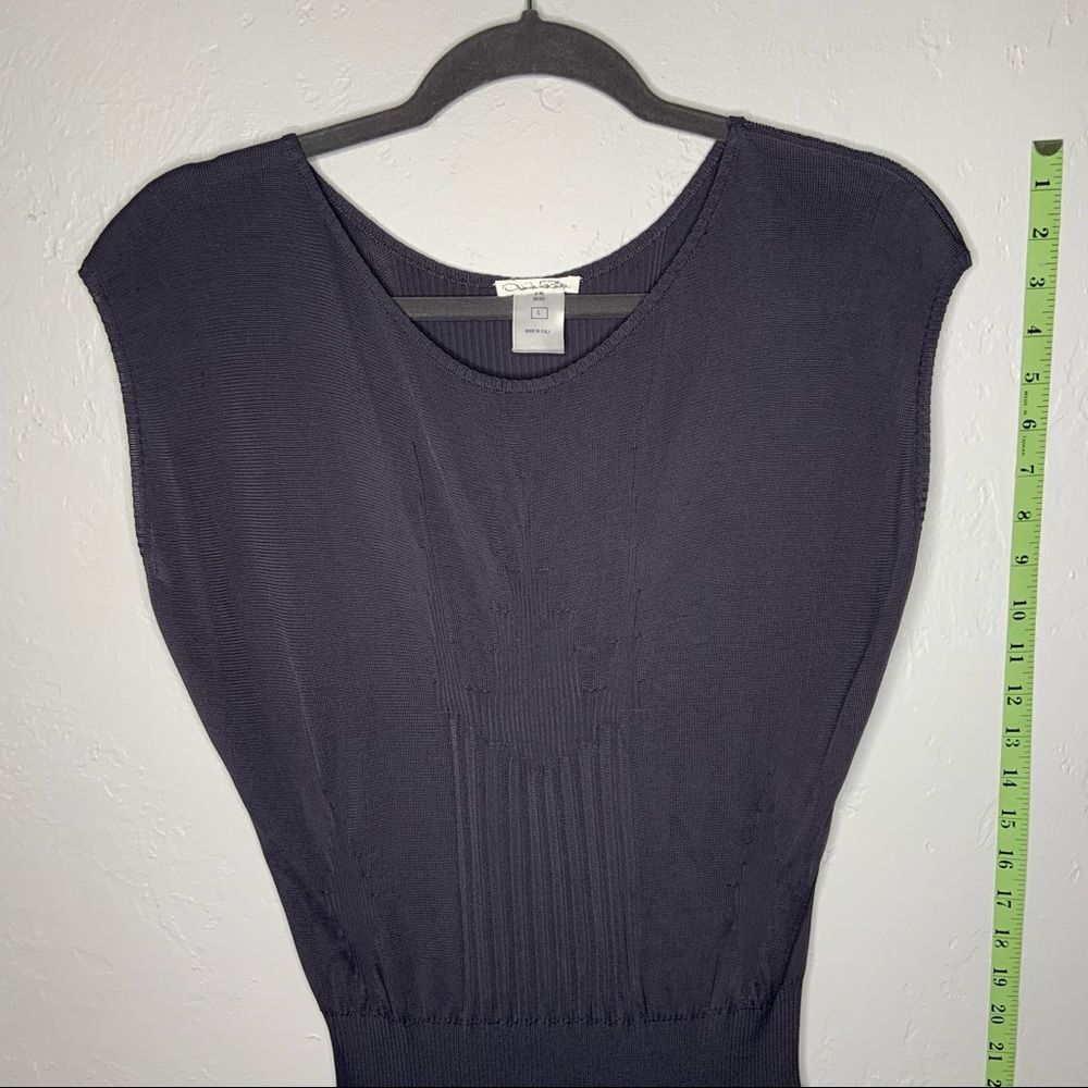 Sz Large Oscar De La Renta Navy Drop Waist Dress - Picture 2 of 11